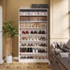 Modern 8-Shelf Shoe Rack Shelving Unit for Closet Storage in White Wood Finish